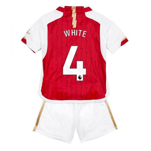 Fotballdrakt Barn Arsenal Benjamin White #4 Hjemmedraktsett 2023-24 Kortermet (+ Korte bukser)